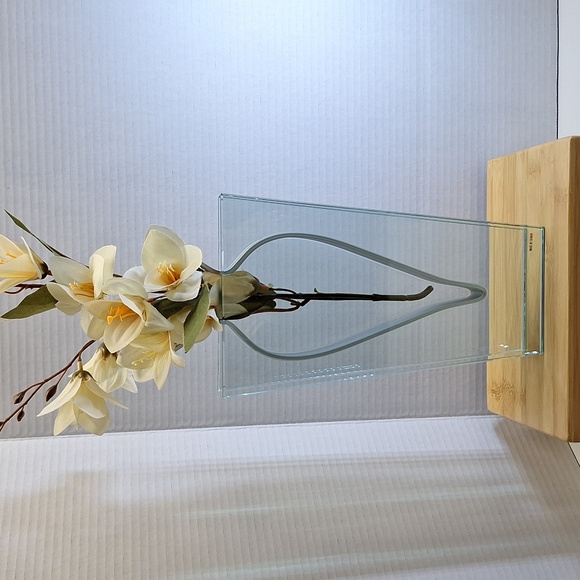 #AFF Mid century modern thick glass vase with metal center - Picture 1 of 5